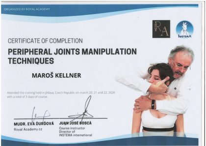 Certifikát 2026: Peripheral Joints Manipulation Techniques, Royal Academy / INSTEMA, Jihlava, lektor: Juan José Boscá